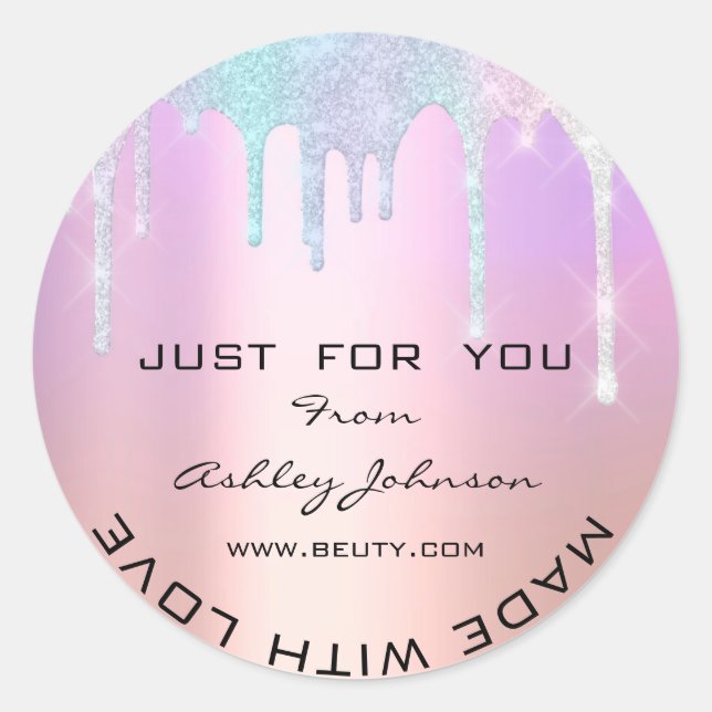 Sticker Rond Merci Fabriqué avec Parties scintillant d'amour Ro (Devant)