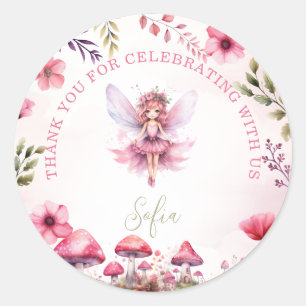 Sticker Rond Merci Fairy First Birday Enchanted Forest