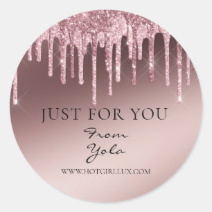 Sticker Rond Merci fait avec amour juste pour vous or rose