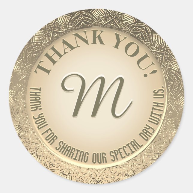 Sticker Rond Merci | Faux Gold Foil (Devant)