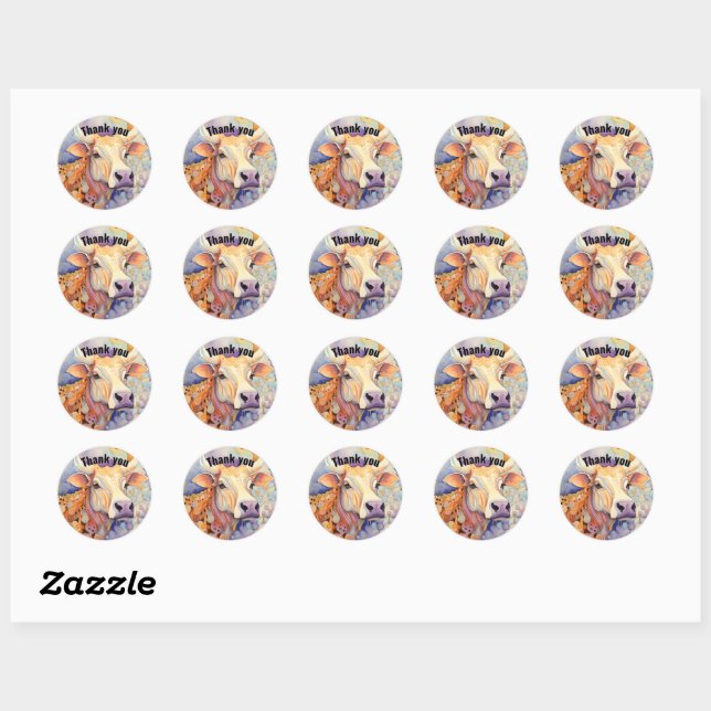 Sticker Rond Merci Ferme Violet (Feuille)