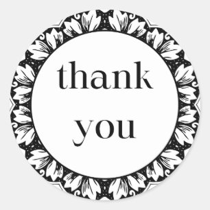 Sticker Rond Merci feuilleté simple Gratitude