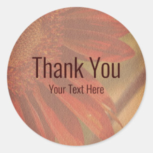 Sticker Rond Merci Fleur de tournesol orange personnalisé