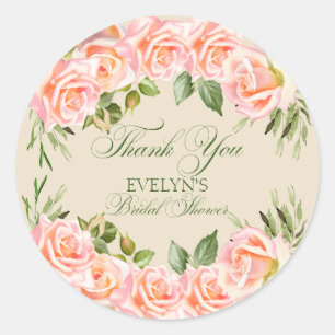 Sticker Rond Merci Fleurs Aquarelle Shower de Mariage