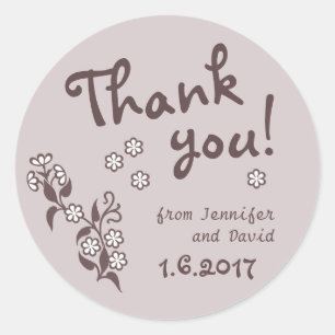 Sticker Rond Merci Fleurs douces mariage ou fête CC0663