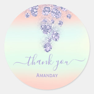 Sticker Rond Merci Floral Dusty Rose Blanc Mariage Douzième