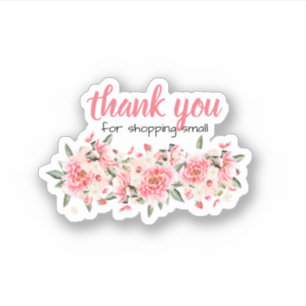 Sticker rond Merci floral rose