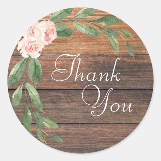 Sticker Rond Merci Floral Rustique  Mariage (Devant)