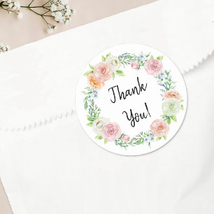Sticker Rond Merci Floral Simplement Chic Favoriser