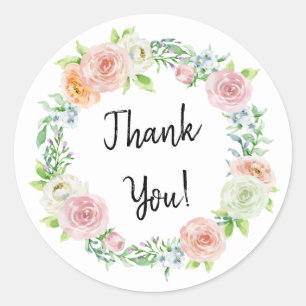 Sticker Rond Merci Floral Simplement Chic Favoriser