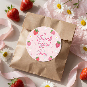 Sticker Rond Merci Fraise Sucrée