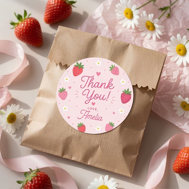 Sticker Rond Merci Fraise Sucrée  (Créateur téléchargé)