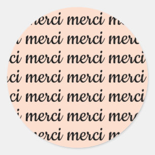 Sticker Rond Merci Français Merci Retro Pink Noir Script
