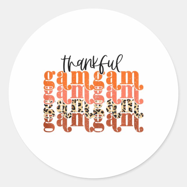 Sticker Rond Merci Gamgam Thanksgiving Retro Leopard Fall Se (Devant)