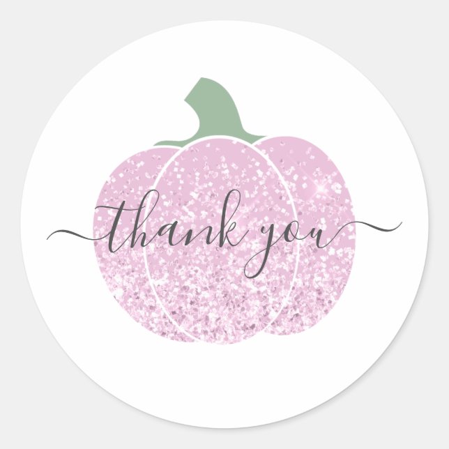 Sticker Rond merci glam parties scintillant rose citrouille bri (Devant)