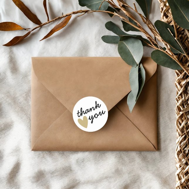 Sticker Rond Merci Gold Heart (Créateur téléchargé)