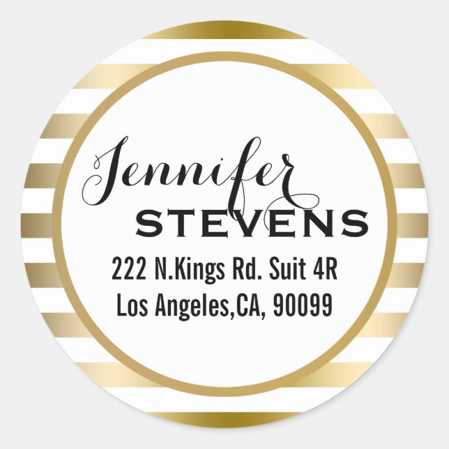 Sticker Rond Merci - Gold Stripes Motif géométrique (Devant)