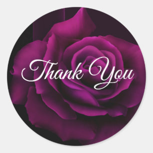 Sticker Rond Merci gothique de rose violet-rouge