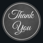 Sticker Rond Merci Gothique Élégant Tableau Noir Vintage<br><div class="desc">Dire merci à vos amis et à votre famille ne se démodera jamais avec cet autocollant de remerciement de mariage / fête sur tableau noir noir et blanc en détresse. Les autocollants de remerciement sur tableau noir noir grunge sont parfaits pour * sceller les enveloppes * les faveurs de fête...</div>