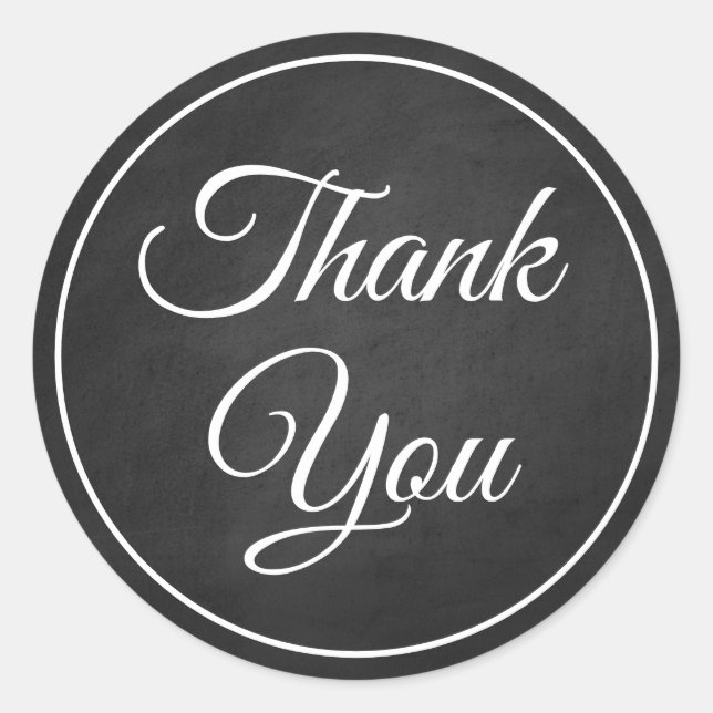 Sticker Rond Merci Gothique Élégant Tableau Noir Vintage  (Devant)