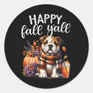 Sticker Rond Merci gracieux bénie anglais Bulldog Fall Y'a