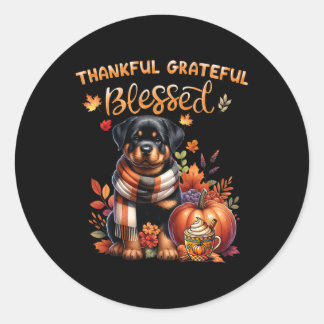 Sticker Rond Merci gracieux bienheureux chien Rottweiler automn