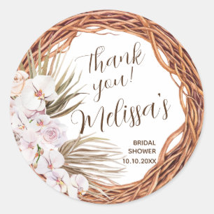 Sticker Rond Merci graphique Blush Boho