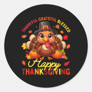 Sticker Rond Merci Grateful Bon thanksgiving Turke