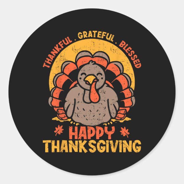 Sticker Rond Merci Grateful Bon thanksgiving Turke (Devant)
