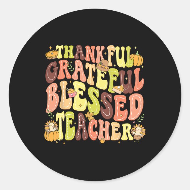 Sticker Rond Merci Grateful Professeur Jour d'Action de grâces (Devant)