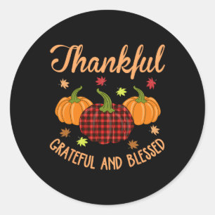 Sticker Rond Merci Gratuit Béni Soie Plaid Thanksgiving