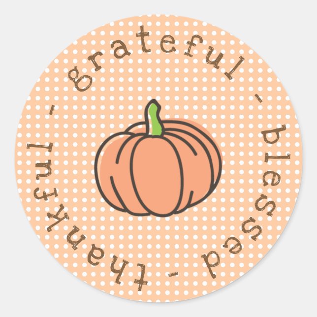Sticker Rond Merci Gratuit Citrouille Thanksgiving (Devant)