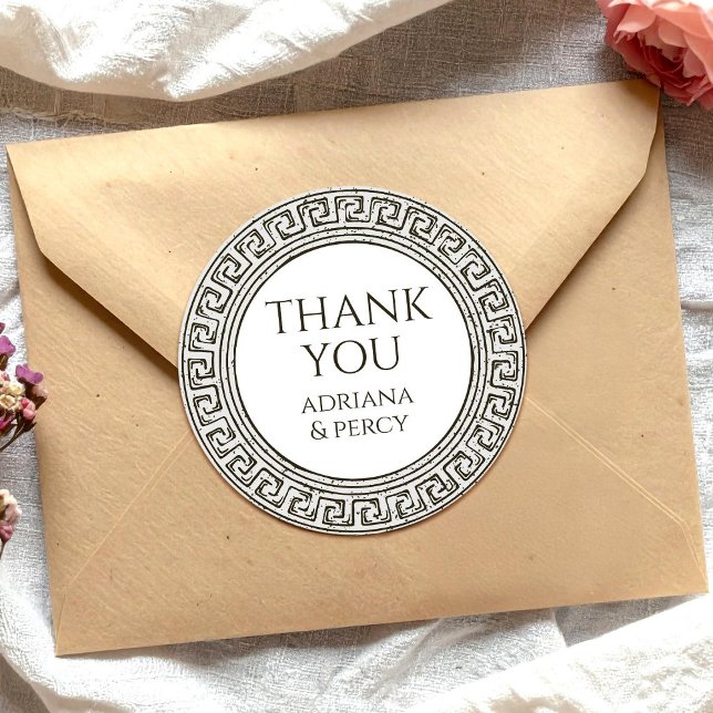 Sticker Rond Merci Grecian Party pierre Grèce Motif clé (Créateur téléchargé)