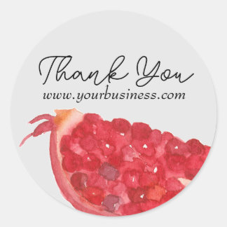 Sticker Rond Merci gris de tranche de fruits de grenade