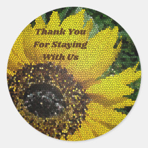 Sticker Rond Merci Guest Mosaic Tournesol Location de vacances