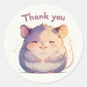 Sticker Rond Merci Happy Mouse Cute