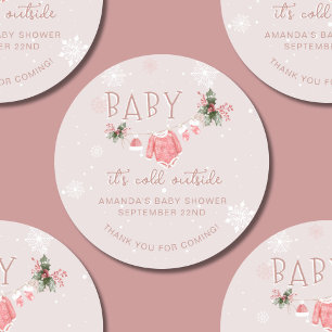 Sticker Rond Merci Hiver Il fait froid dehors Baby shower