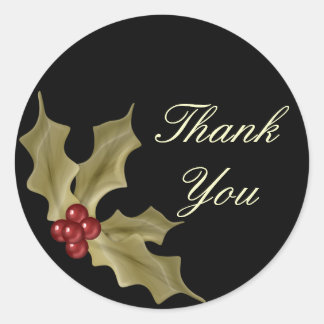 Sticker Rond "Merci" - Holly Berries