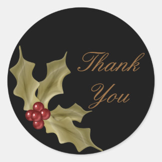 Sticker Rond "Merci" - Holly Berries