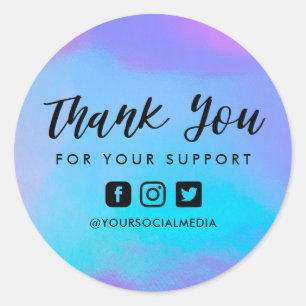 Sticker Rond Merci Holographique personnalisé