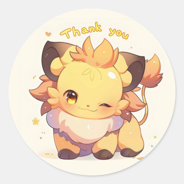 Sticker Rond Merci Imaginaire animal mou (Devant)