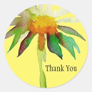Sticker Rond Merci jaune Daisy Art