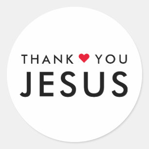 Sticker Rond Merci Jésus   Coeur de foi chrétienne moderne