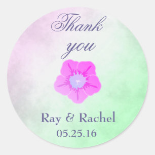 Sticker Rond Merci Jolie Fleur violette