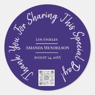 Sticker Rond Merci Jour spécial QR Code Logo Bleu