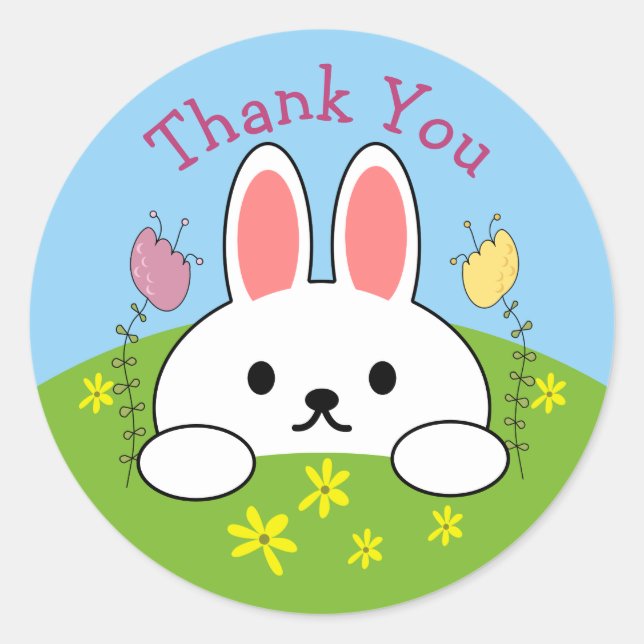 Sticker Rond Merci Lapin de Pâques  (Devant)