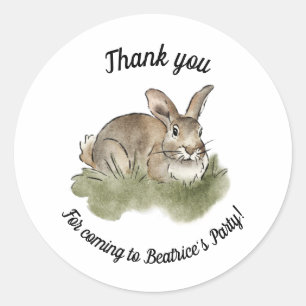 Sticker Rond Merci lapin lapin fête d'anniversaire