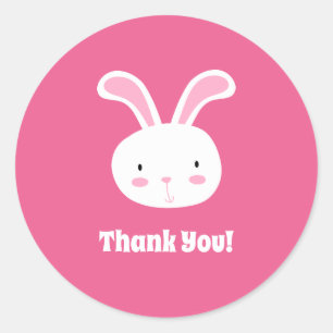 Sticker Rond Merci lapin mignon