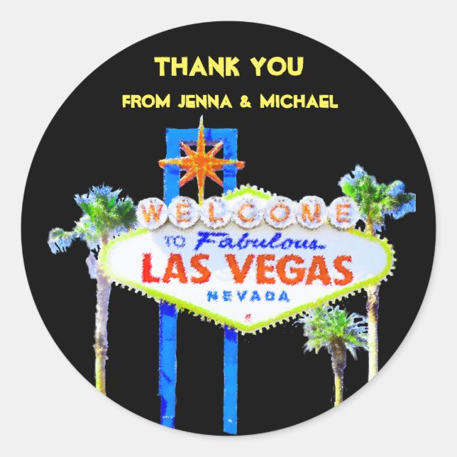 Sticker Rond Merci Las Vegas Couples (Devant)