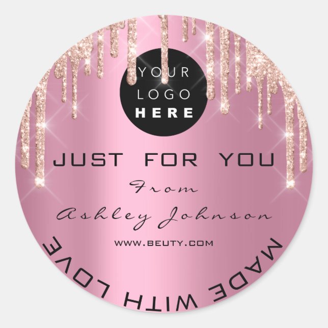 Sticker Rond Merci Les Lecteurs Roses Logo Personnalisés Fabriq (Devant)